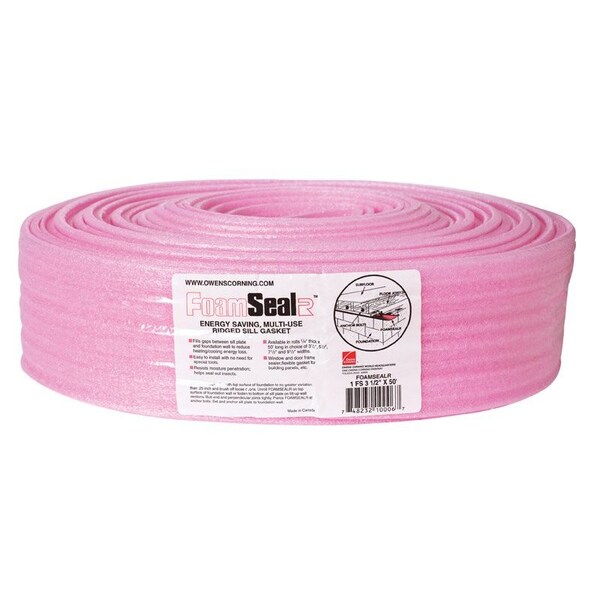 Owens Corning FoamSealR 3.5 in. W X 50 ft. L X 0.25 in. Unfaced Fiberglass Ridged Sill Gasket Roll 1 1FS - main